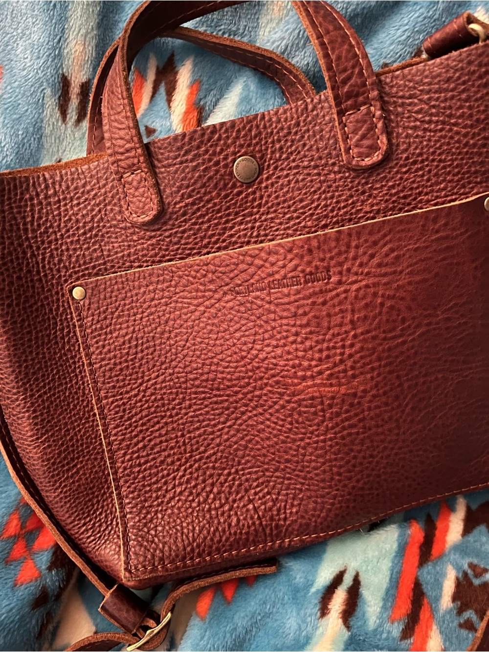 Portland Leather Nutmeg Pebbled Leather Tote - Picture 4 of 6